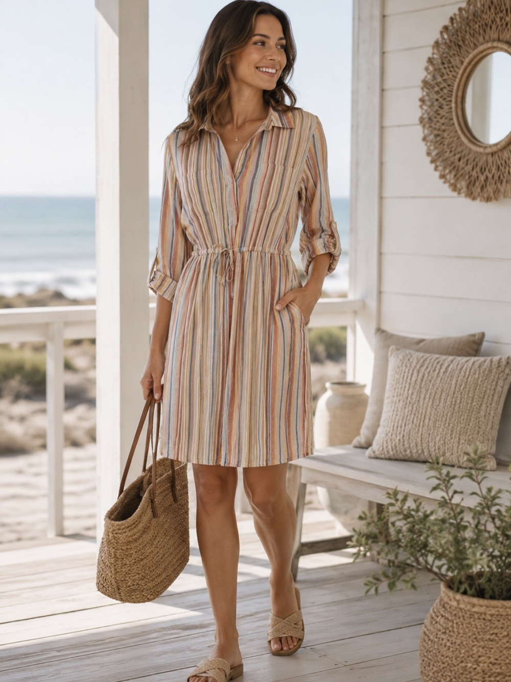 Alex & Parker Striped Shirt Dress